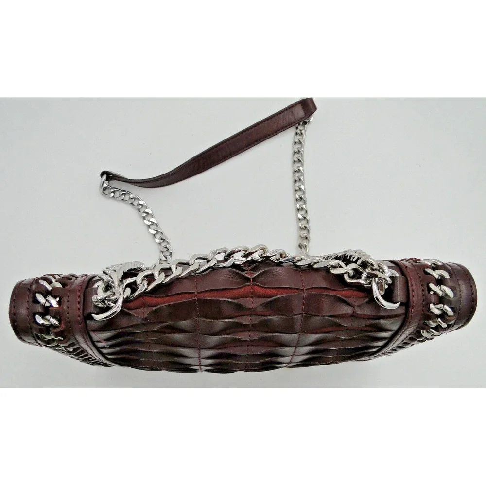 Zara Woman Burgundy Buffalo Leather Shoulder Bag 28cm X 20cm‎